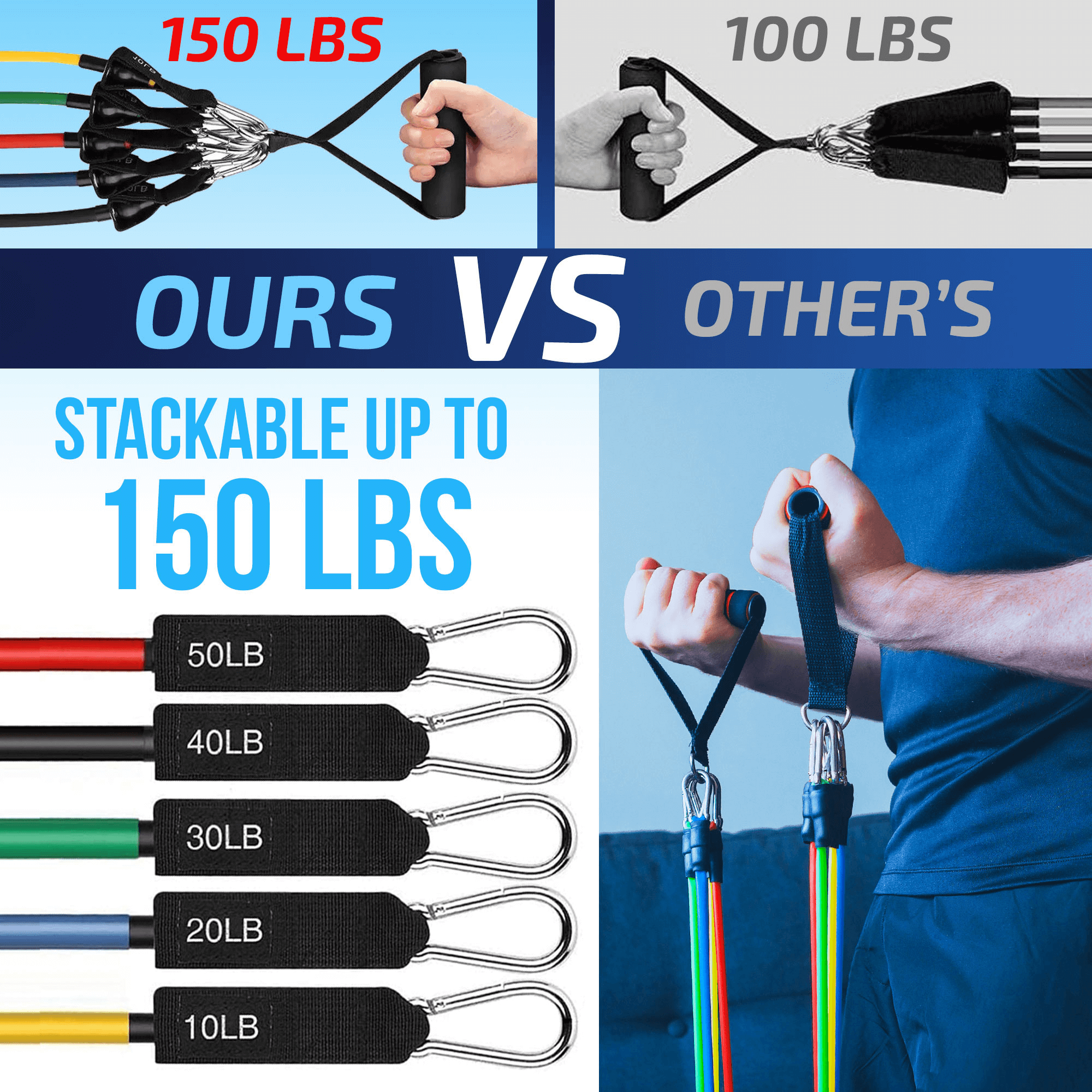 XGear Fitness 11-Piece Exercise Resistance Band Set with Handles