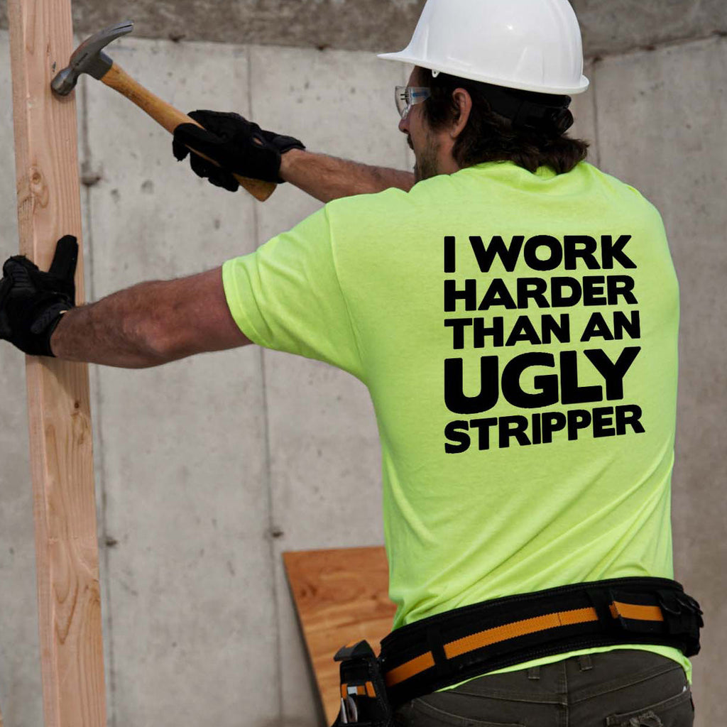 Work Harder - Safety Yellow Pocket T-Shirt