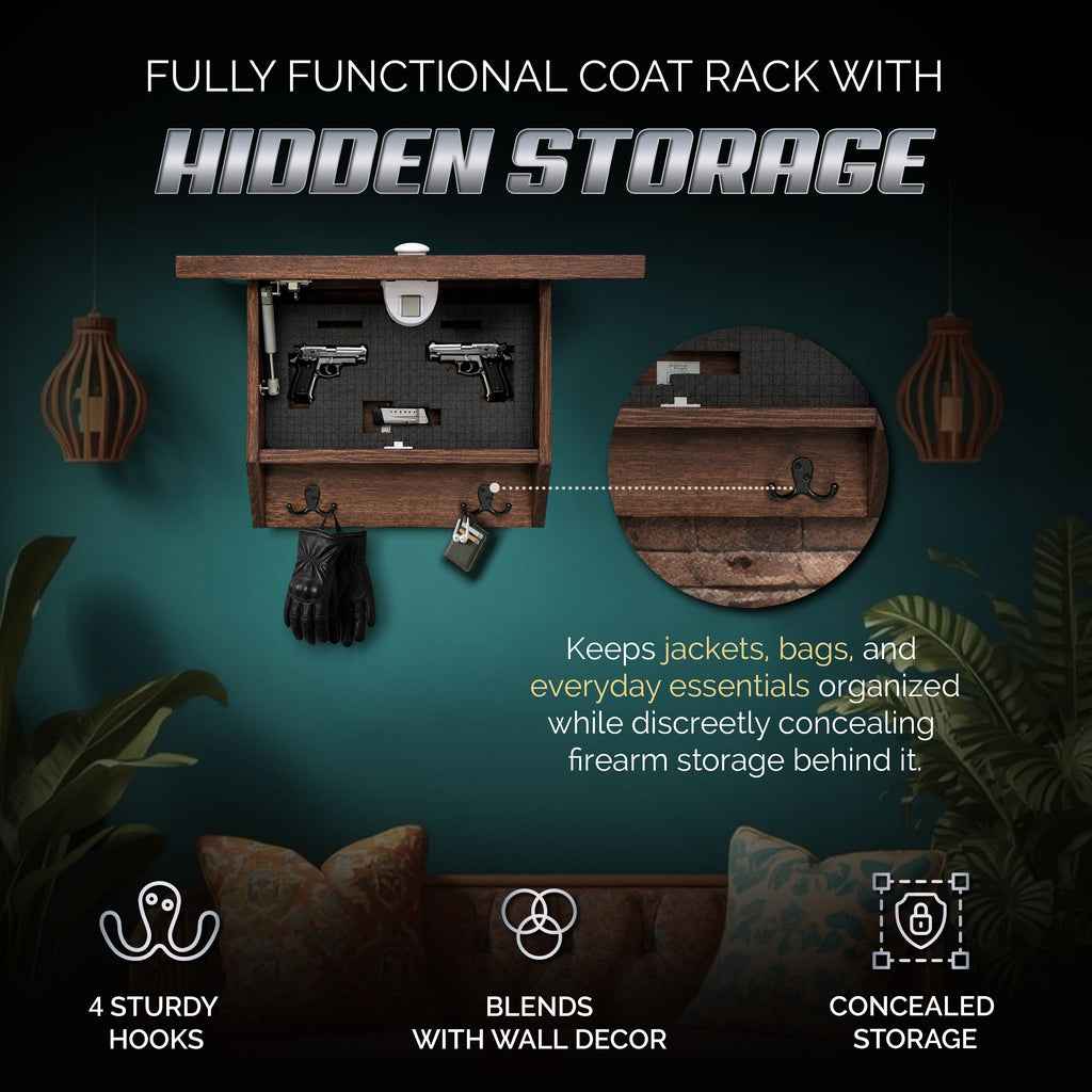 Wilderness Mountain Bear Gun Concealment Furniture - Handcrafted Hidden Gun Storage Wall Decor - Hidden Safe Furniture with Magnetic Lock for Quick Access - Made in USA