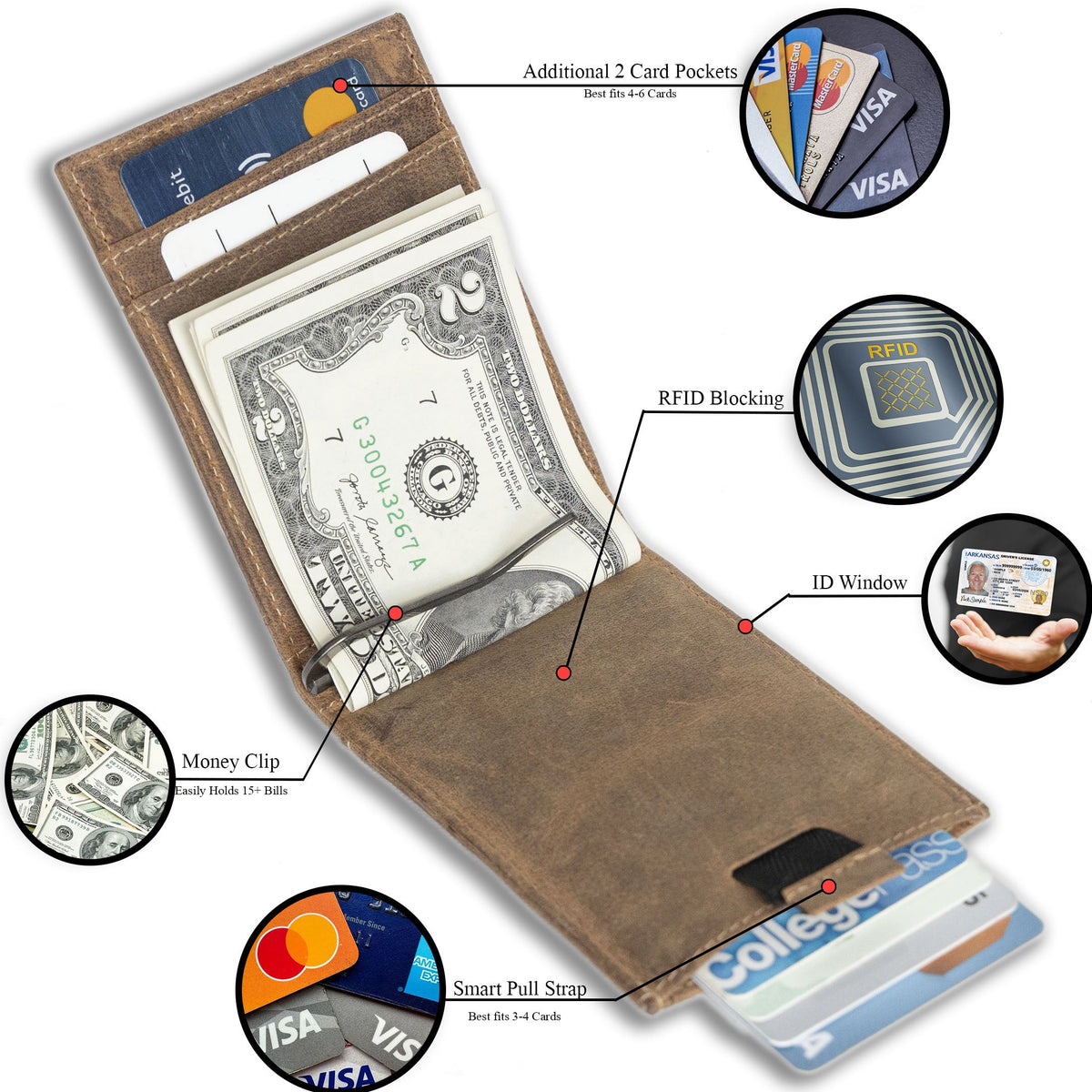Leather Money Clip Bifold