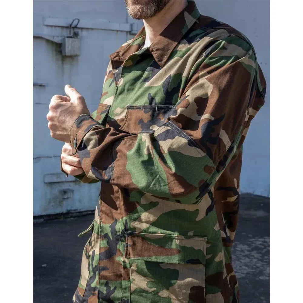 Woodland Camo BDU Coat - 100% Cotton Ripstop