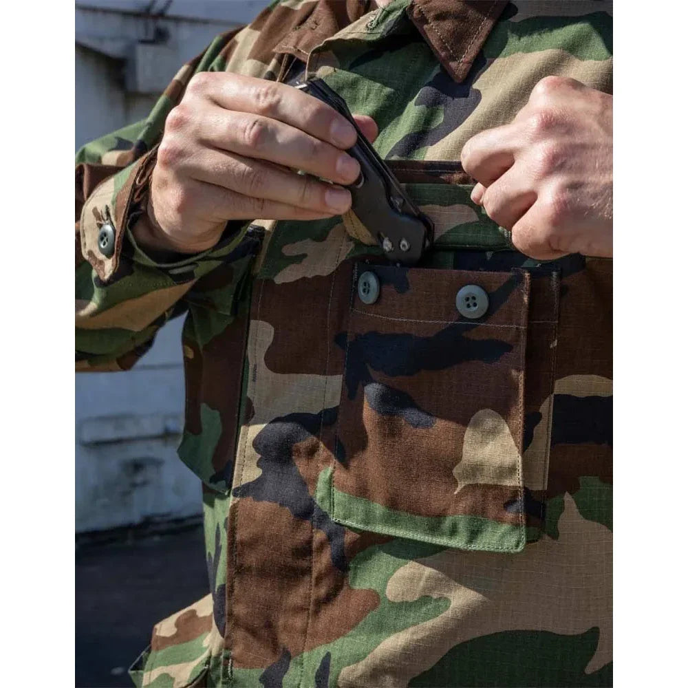 Woodland Camo BDU Coat - 100% Cotton Ripstop