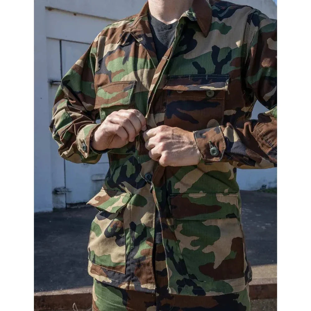Woodland Camo BDU Coat - 100% Cotton Ripstop