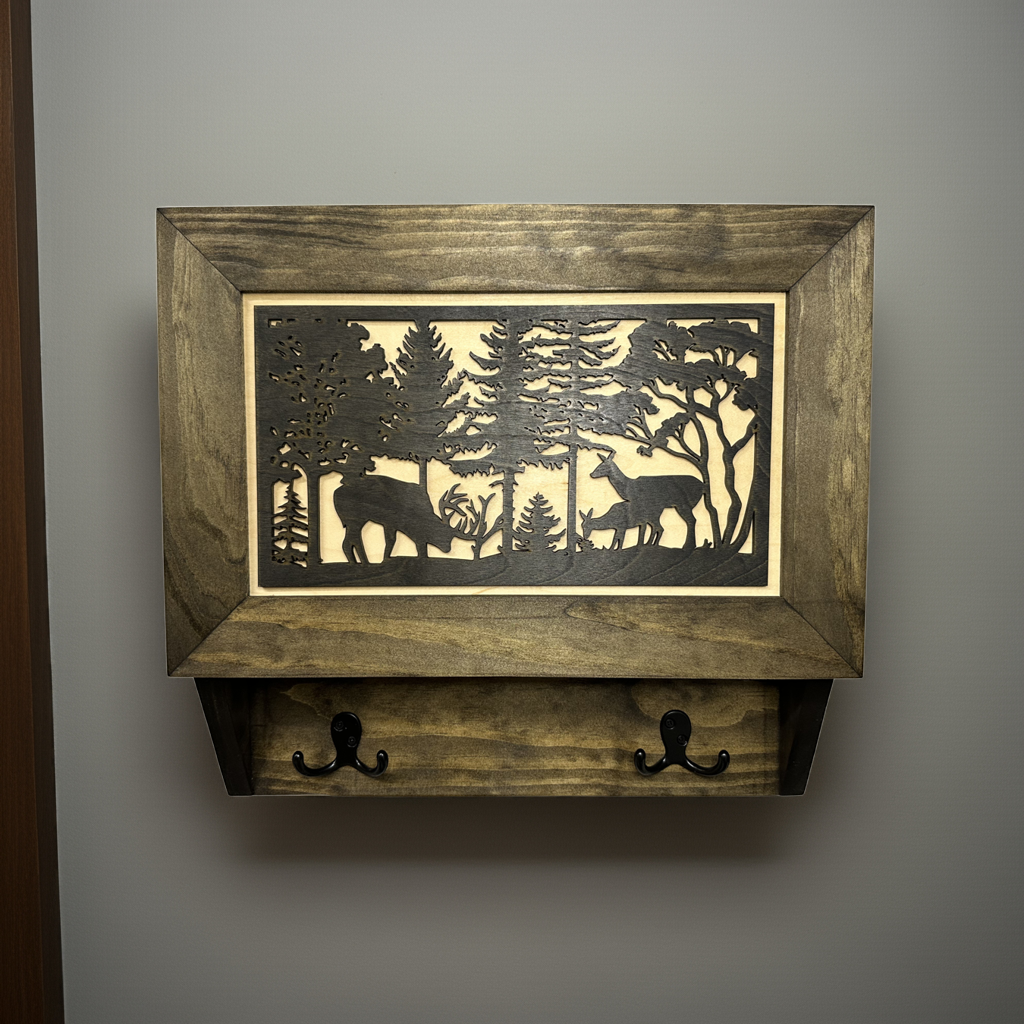 Rustic Wilderness Deer Scene Wall-Mounted Gun Cabinet – Secure & Stylish Hidden Firearm Storage