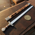 Medieval Norse Viking Sword with Carved Wood Scabbard
