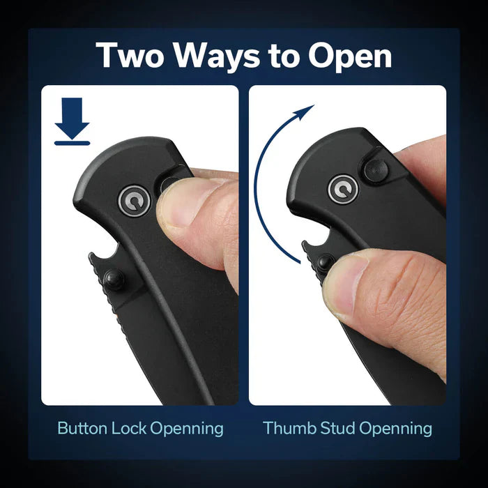 CIVIVI Qubit Button Lock & Thumb Stud Knife Aluminum Handle