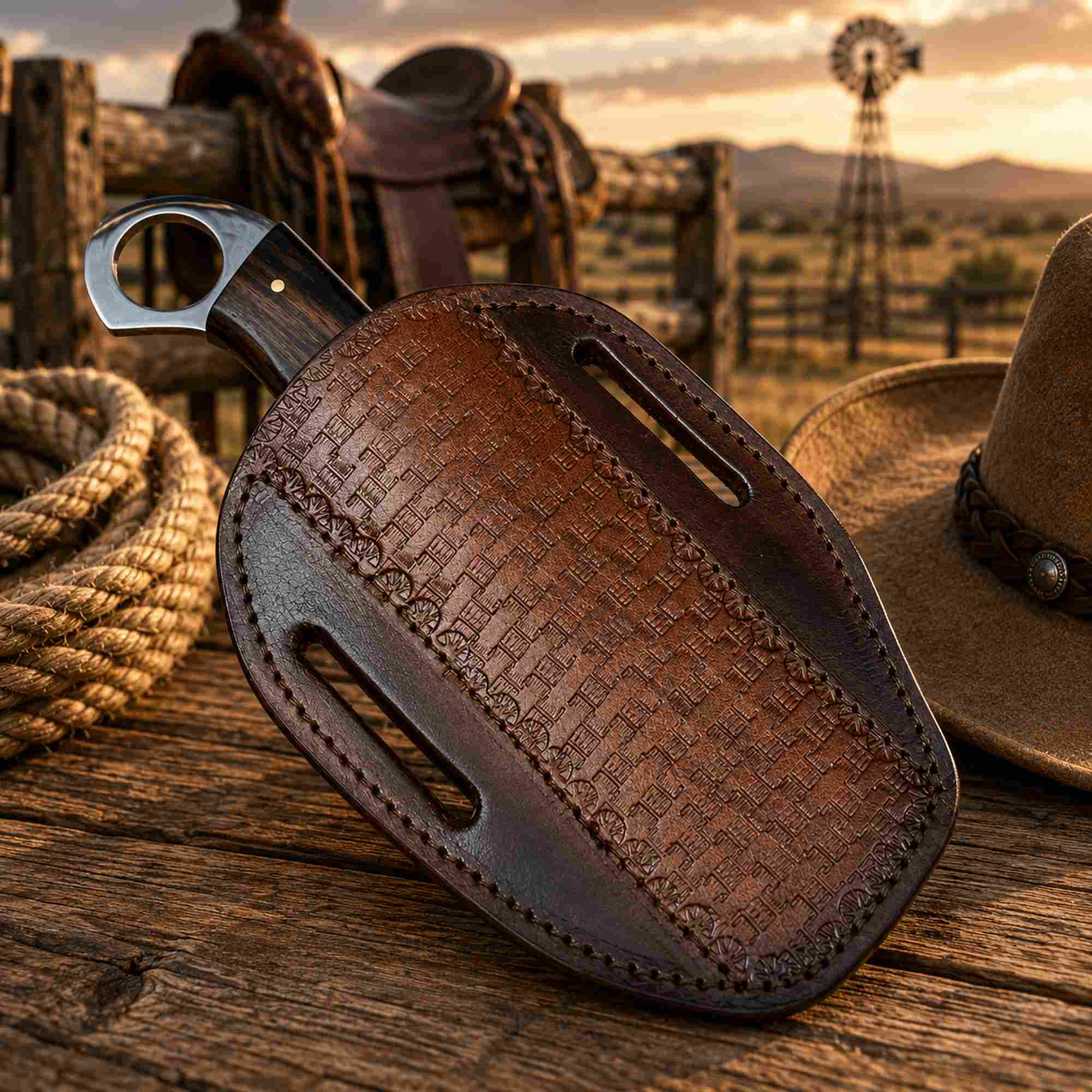 Ironwood Ranch Bull Cutter Knife in D2 Rasp Steel