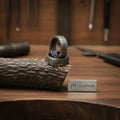 Mens Damascus Steel Wedding Band Brass Sunburst Inlay Handmade Ring
