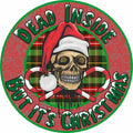 Dead Inside, But It's Christmas Slap - Santa Hat Skull with Crossed Candy Canes - 3.5 inch Sticker