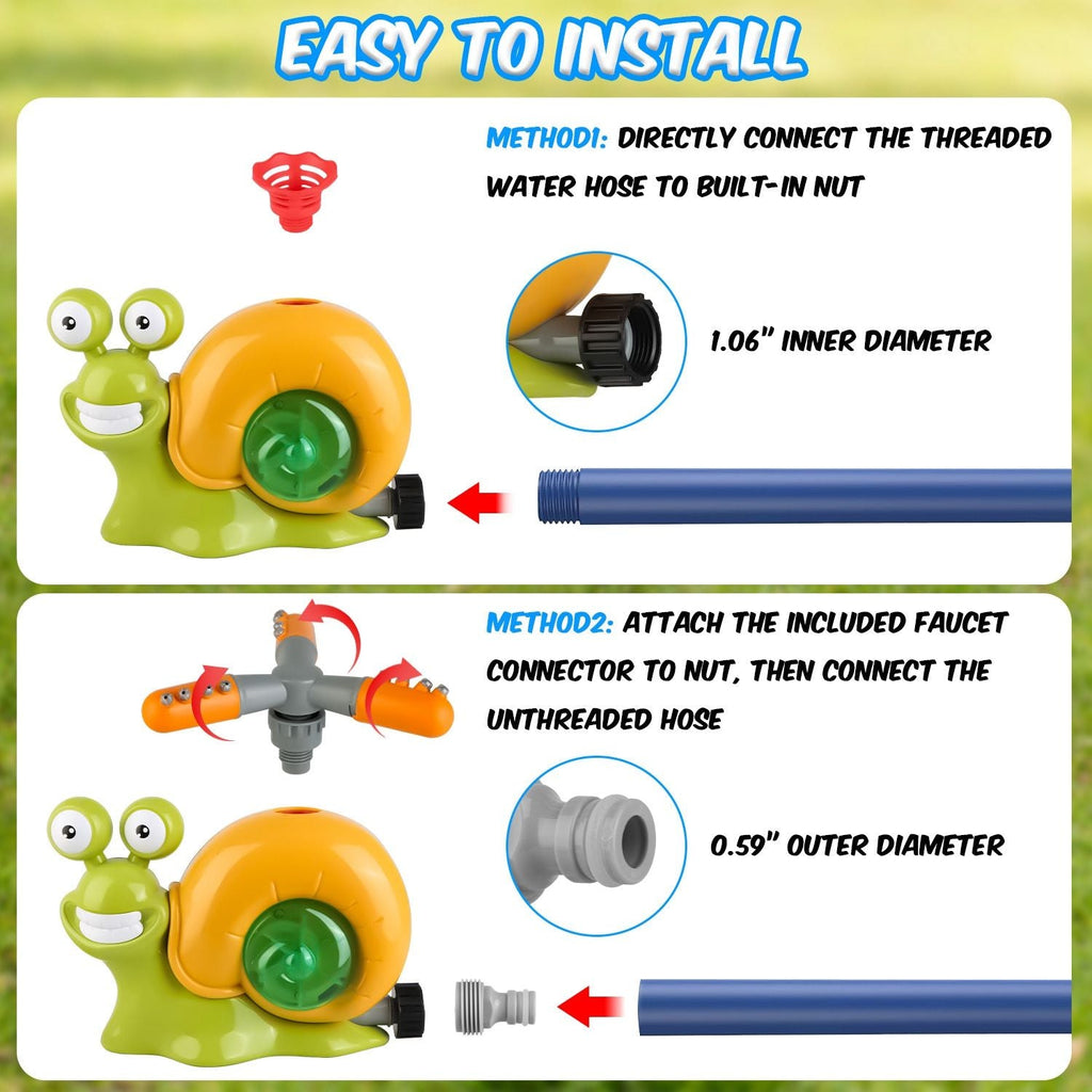 2-in-1 Snail Baseball Sprinkler – Rotating Summer Water Toy