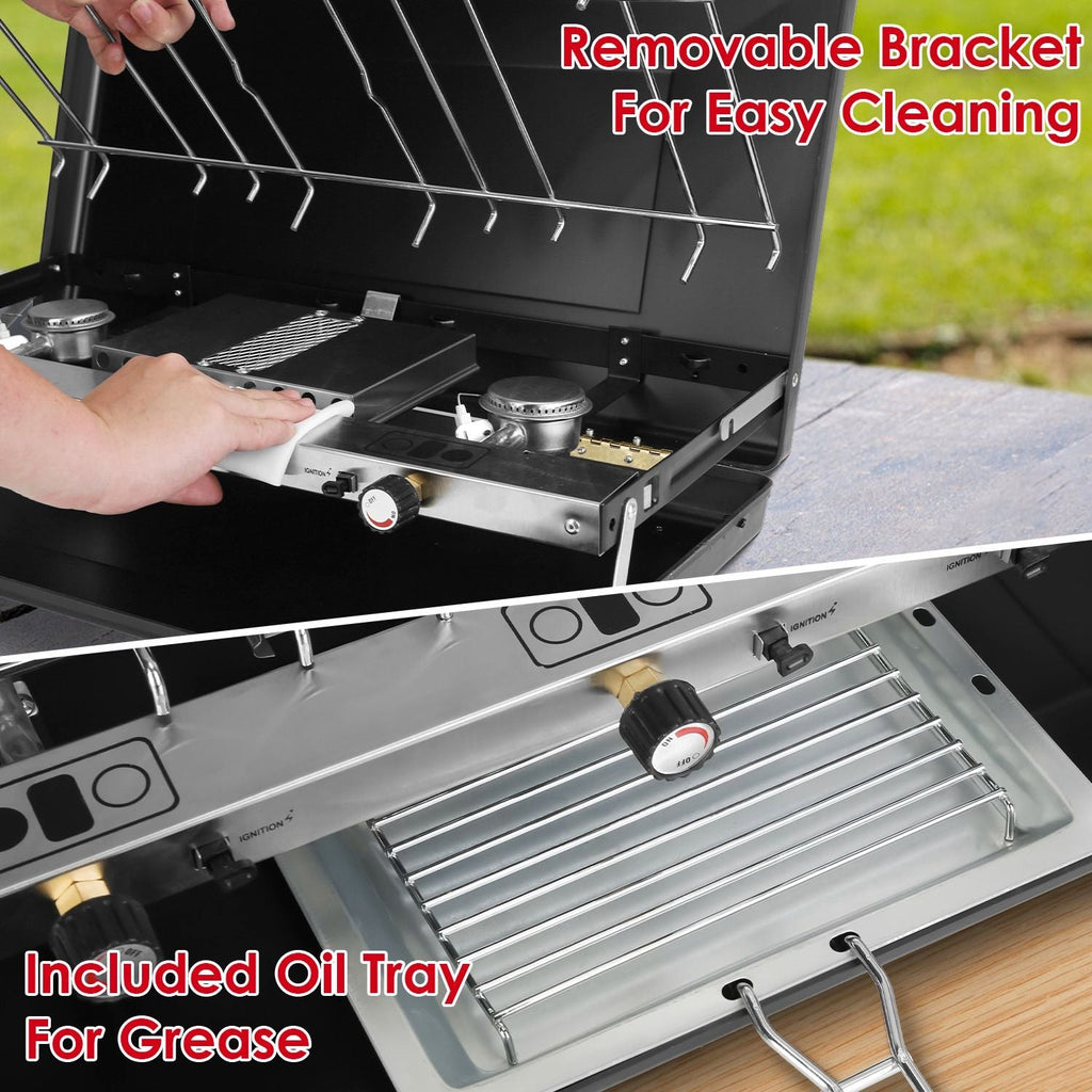 3 Burner Camping Stove 20000 BTU Portable Foldable Propane Stove With Toast Tray Windshield Portable Handle Outdoor Cooking Gas Stove For RV Camping BBQ Picnic Backyard