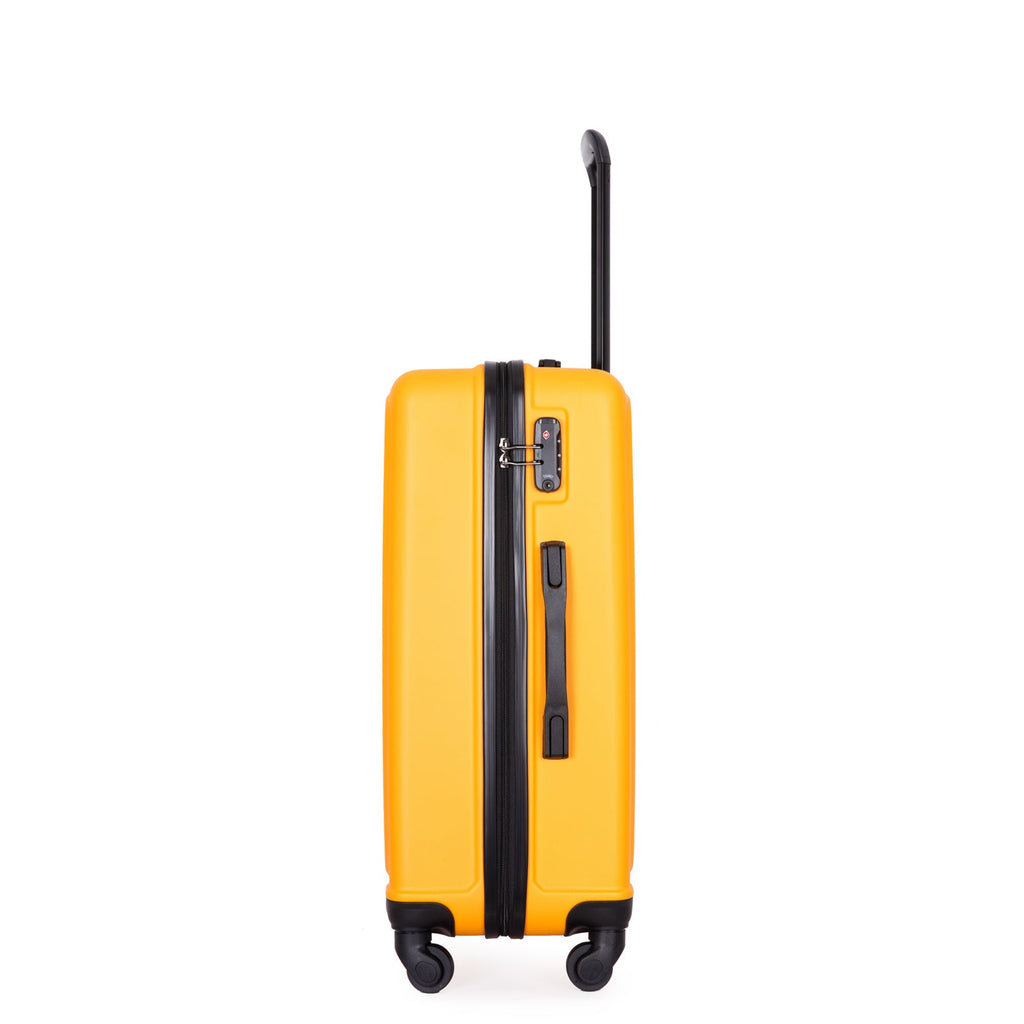 3 Piece Luggage Sets ABS Lightweight Suitcase with Two Hooks, Spinner Wheels, TSA Lock, (20/24/28) ORANGE