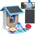 Smart Bird Feeder with Camera,Solar-Powered WiFi 4MP Live Camera,AI Identify Bird Species Auto Capture Backyard Garden Bird Watching&Motion Detection,Ideal Gift for Bird Lovers(Blue)