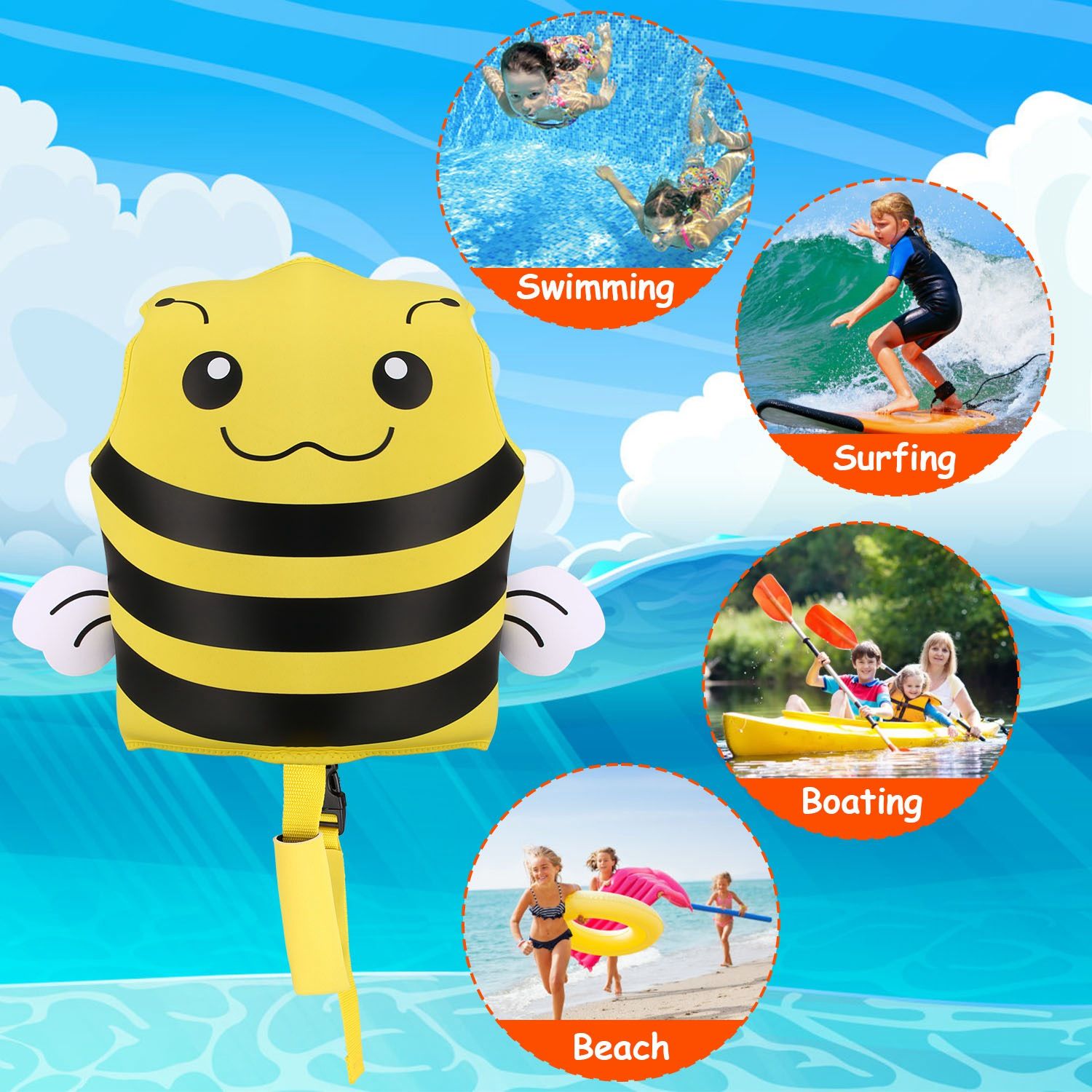 Kids Swim Vest – Toddler Float Jacket with Adjustable Safety Strap