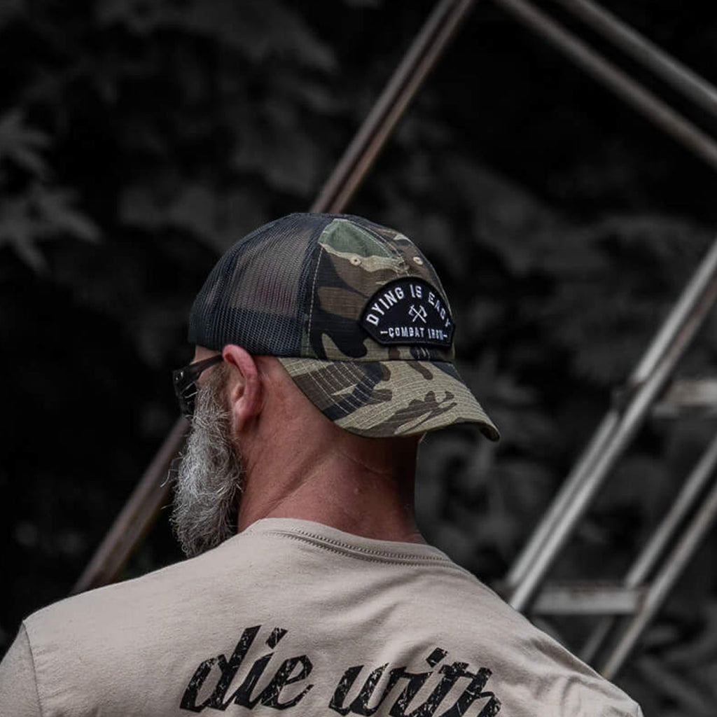 Dying Is Easy Arched Patch Tactical Ripstop Mesh Snapback Hat