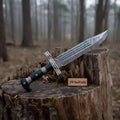 Handmade Coffin Handle Bowie Knife Hand-Engraved Damascus Steel