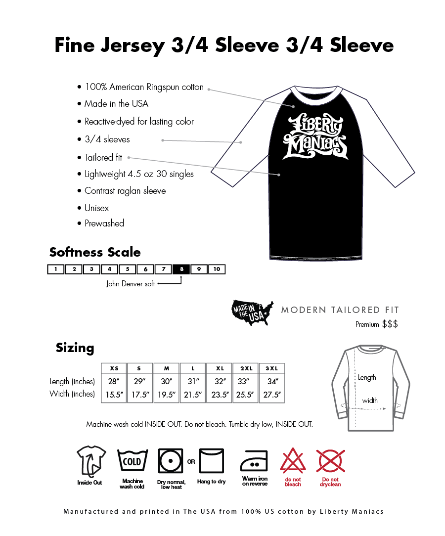 Spirit of 76  3/4 sleeve raglan shirt