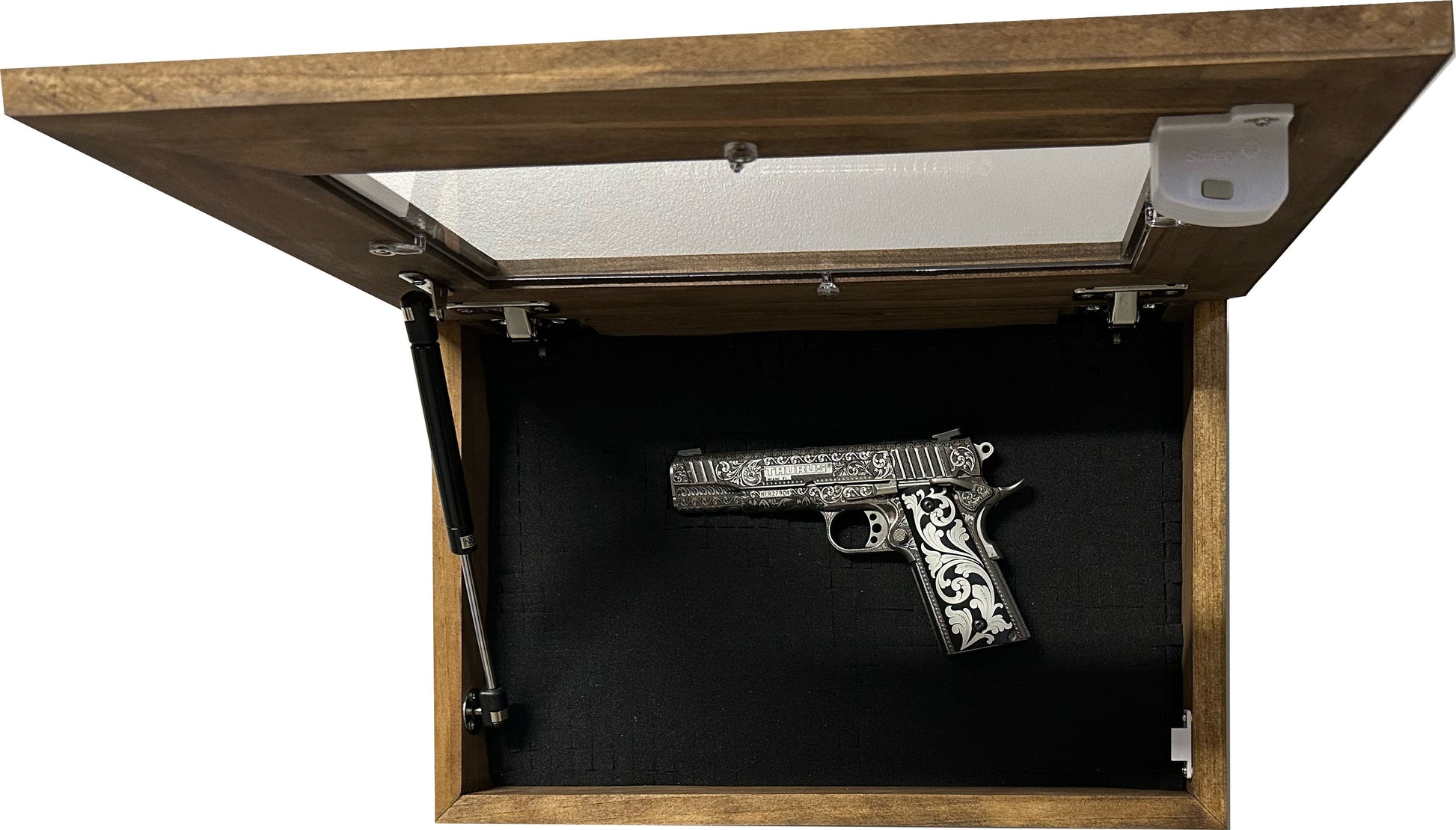 Gun Display Cabinet with Magnetic Gun Mount and Secure Magnetic Lock