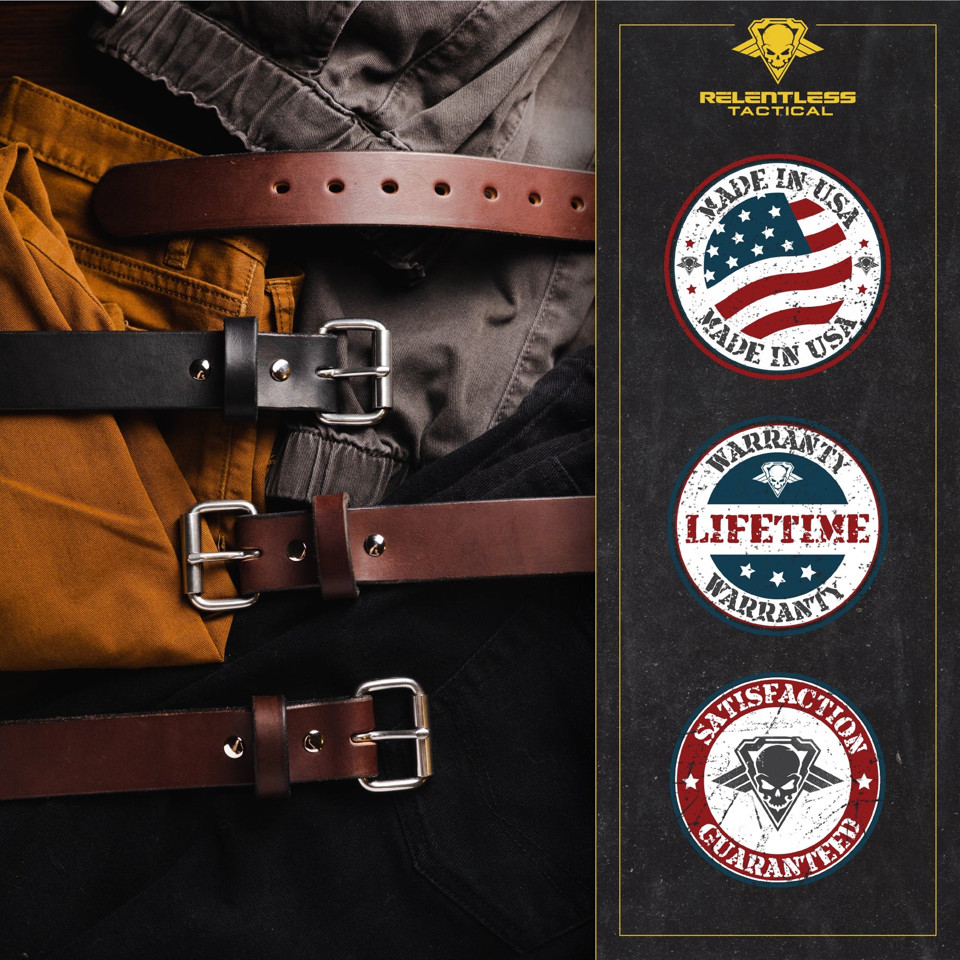 The Guardian Gun Belt - Made in USA - Lifetime Warranty - 14 oz Leather