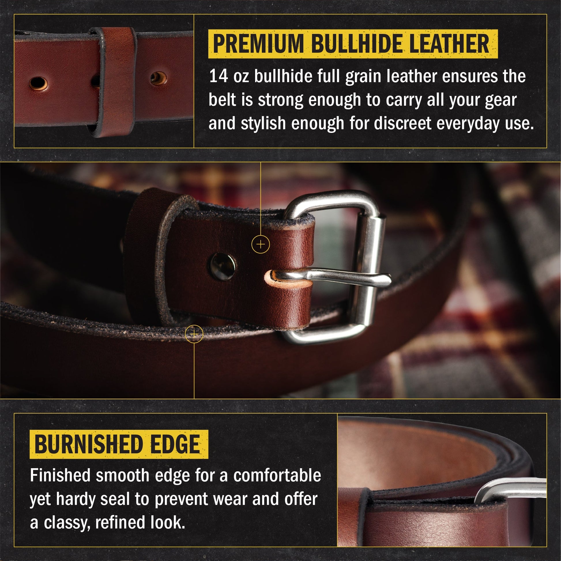 The Guardian Gun Belt - Made in USA - Lifetime Warranty - 14 oz Leather