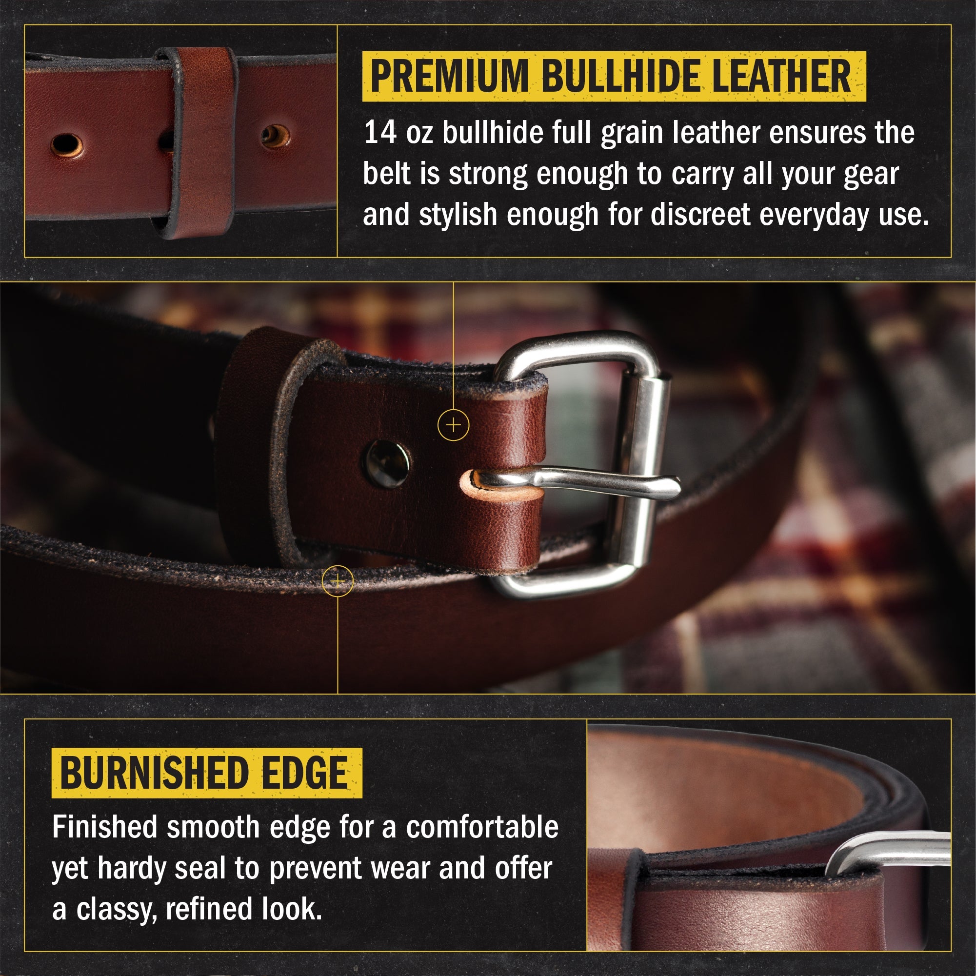 The Guardian Gun Belt - Made in USA - Lifetime Warranty - 14 oz Leather