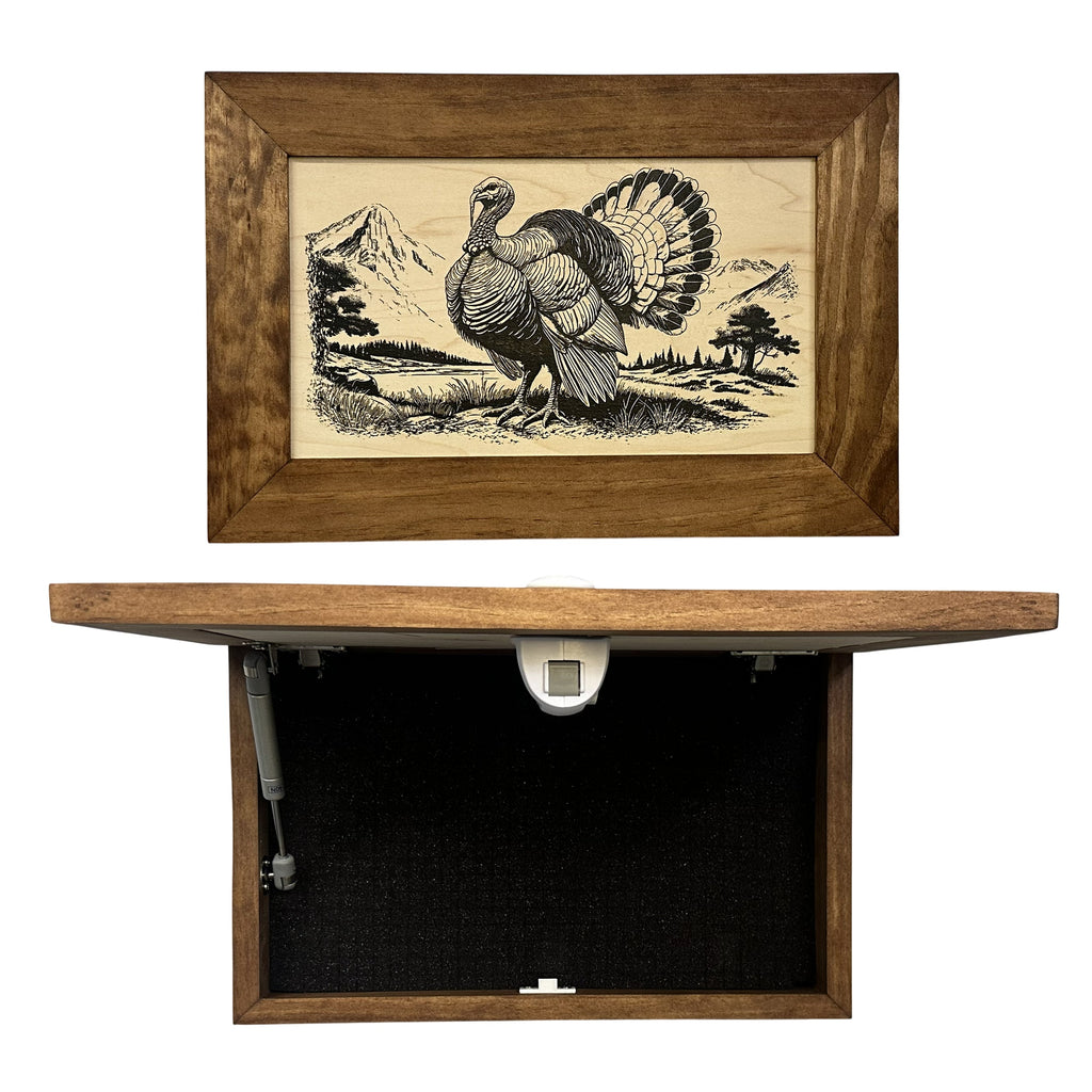Wild Turkey Gobbler Gun Concealment Furniture - Handcrafted Hidden Gun Storage Wall Decor - Hidden Safe Furniture with Magnetic Lock for Quick Access & Storage