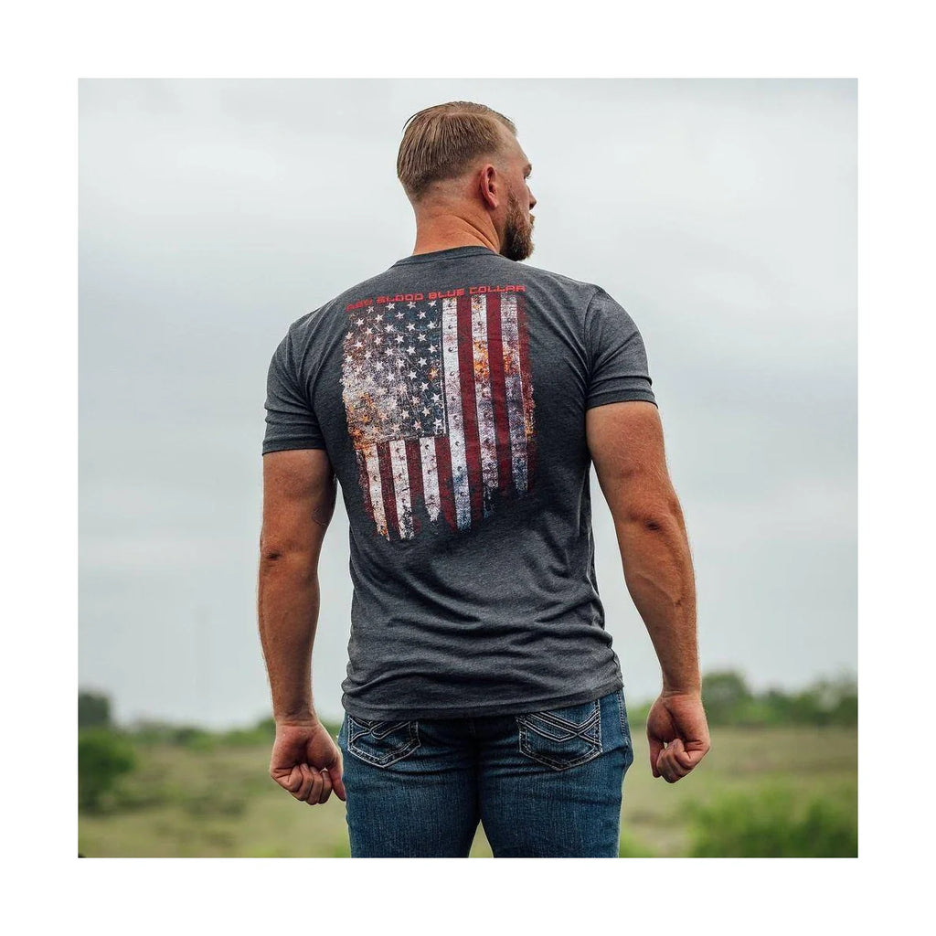 Grunt Style Red Blood Blue Collar T-Shirt, Charcoal: Built for hard work, made to represent