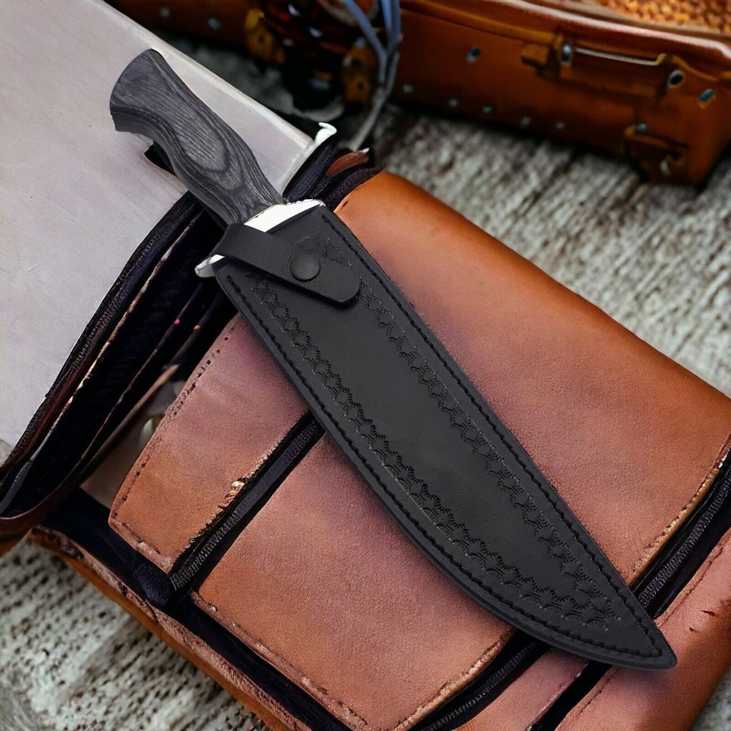 Custom Handmade 15" Damascus Steel Bowie Knife – Pakka Wood Handle & Steel Guard