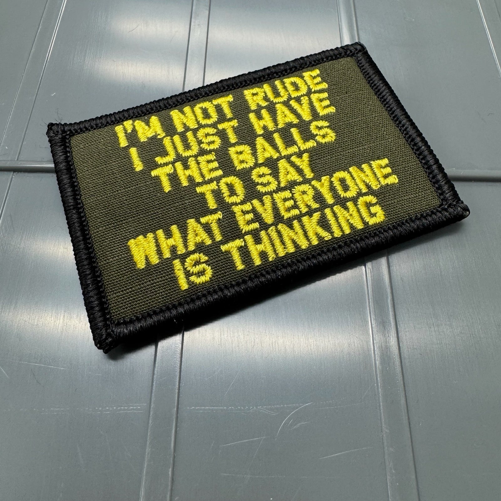 As Seen on Socials - I'm Not Rude - I Just Have Balls - 2x3 Patch - Olive Drab w/Yellow