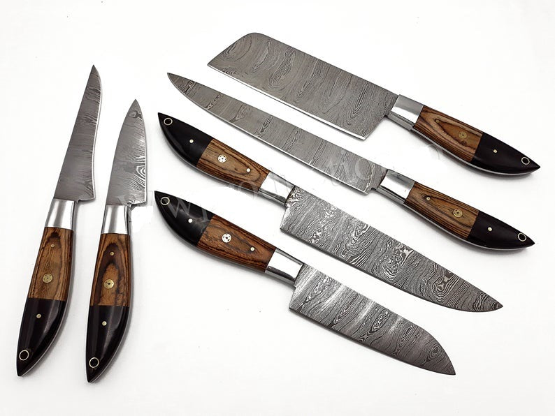 Custom Handmade Damascus Steel Chef Knife – 13” with Pakka Wood or Resin Handle, Steel Bolster & Leather Roll