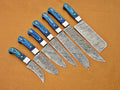 Custom Handmade Kitchen Knife Damascus – 13” with Pakka Wood Handle, Steel Bolster & Leather Roll