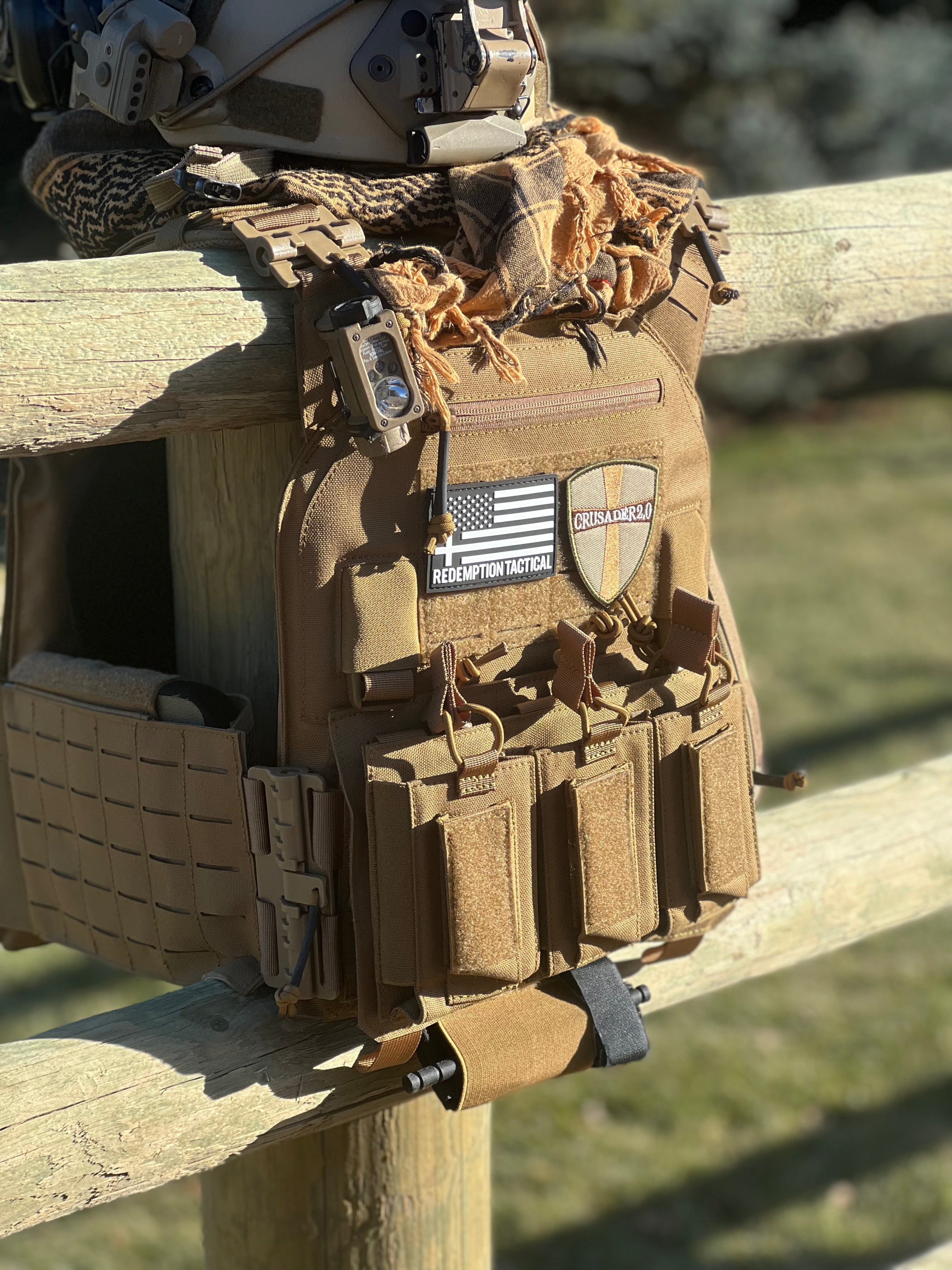 Redemption Tactical Crusader 2.0® l St. Michael FULL ARMOR KIT COMBO PACKAGE with Crusader 2.0 +IFAK Medical Kit + LEVEL IV  (2) 10x12 Front/Back Plates (2) 6x8 Side Plates (Level III PE)