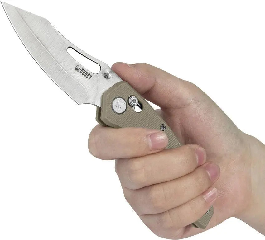 Kubey Caiman Crossbar Lock Tan G10 Folding Knife