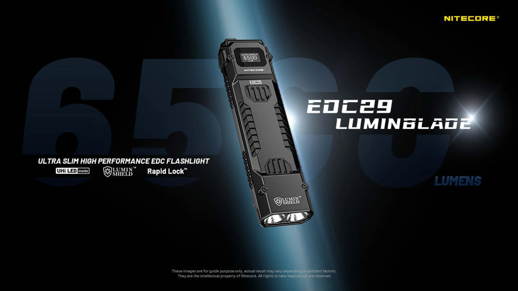 Nitecore EDC29 6500 Lumen USB-C Rechargeable Flashlight - Black