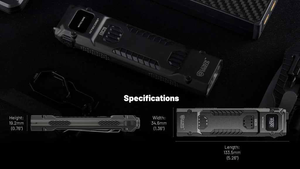 Nitecore EDC29 6500 Lumen USB-C Rechargeable Flashlight - Black