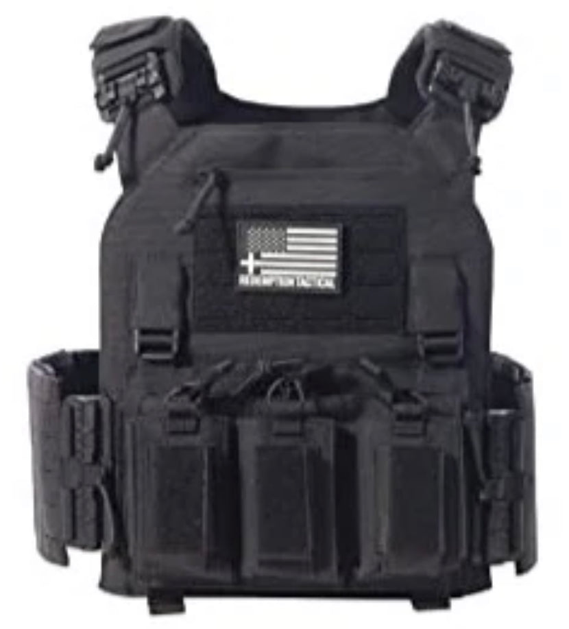 Redemption Tactical Crusader 2.0® l St. Michael FULL ARMOR KIT COMBO PACKAGE with Crusader 2.0 +IFAK Medical Kit + LEVEL IV  (2) 10x12 Front/Back Plates (2) 6x8 Side Plates (Level III PE)