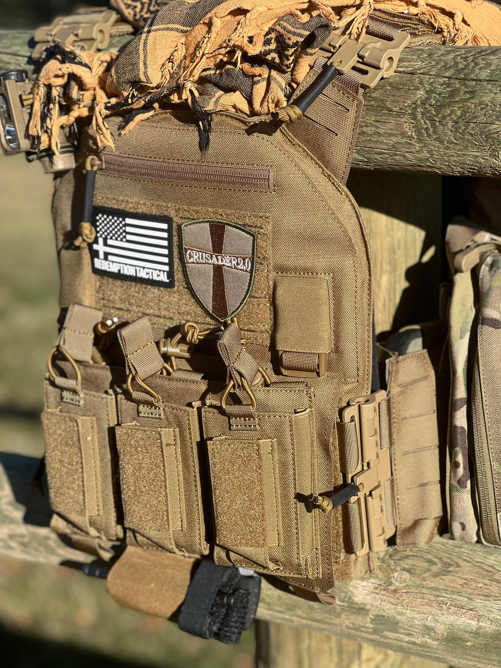 Redemption Tactical Crusader 2.0® l St. Michael FULL ARMOR KIT COMBO PACKAGE with Crusader 2.0 +IFAK Medical Kit + LEVEL IV  (2) 10x12 Front/Back Plates (2) 6x8 Side Plates (Level III PE)