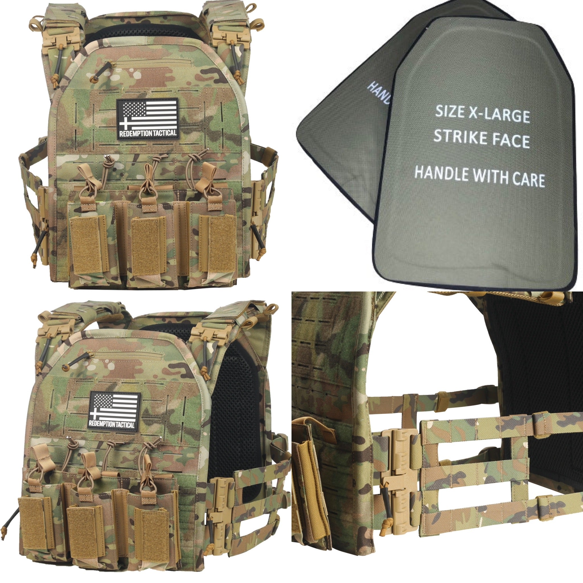 BIG BOY Crusader 2.0 XL Armor COMBO PACKAGE LIGHTWEIGHT LEVEL IV (2) XL Ceramic Front/Back Plates