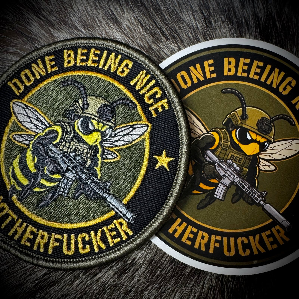 COMBO - POTM - June 2026 POTM - Done BEEING Nice Motherfucker - PATCH AND STICKER