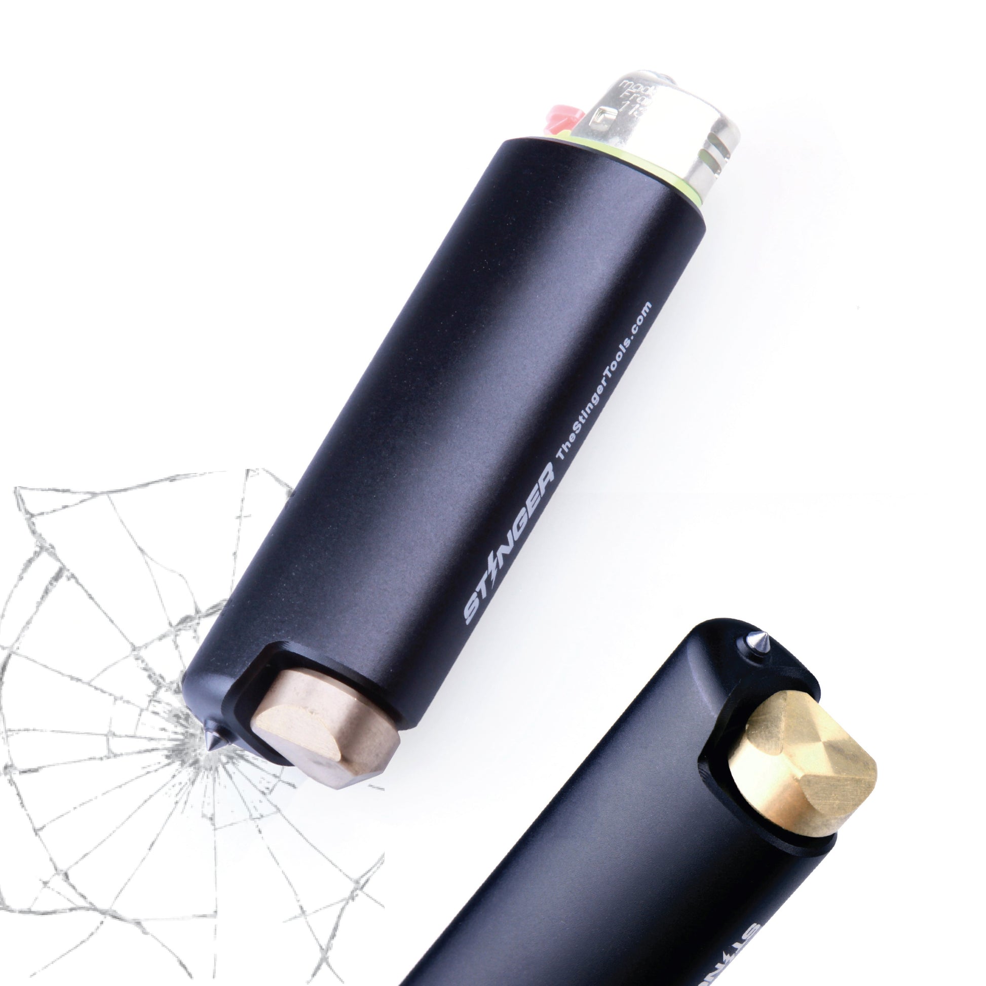 Stinger BIC Lighter Case w/ Car Emergency Window Breaker, Fidget Spinner End Cap, for BIC Full Size Lighter Type J6