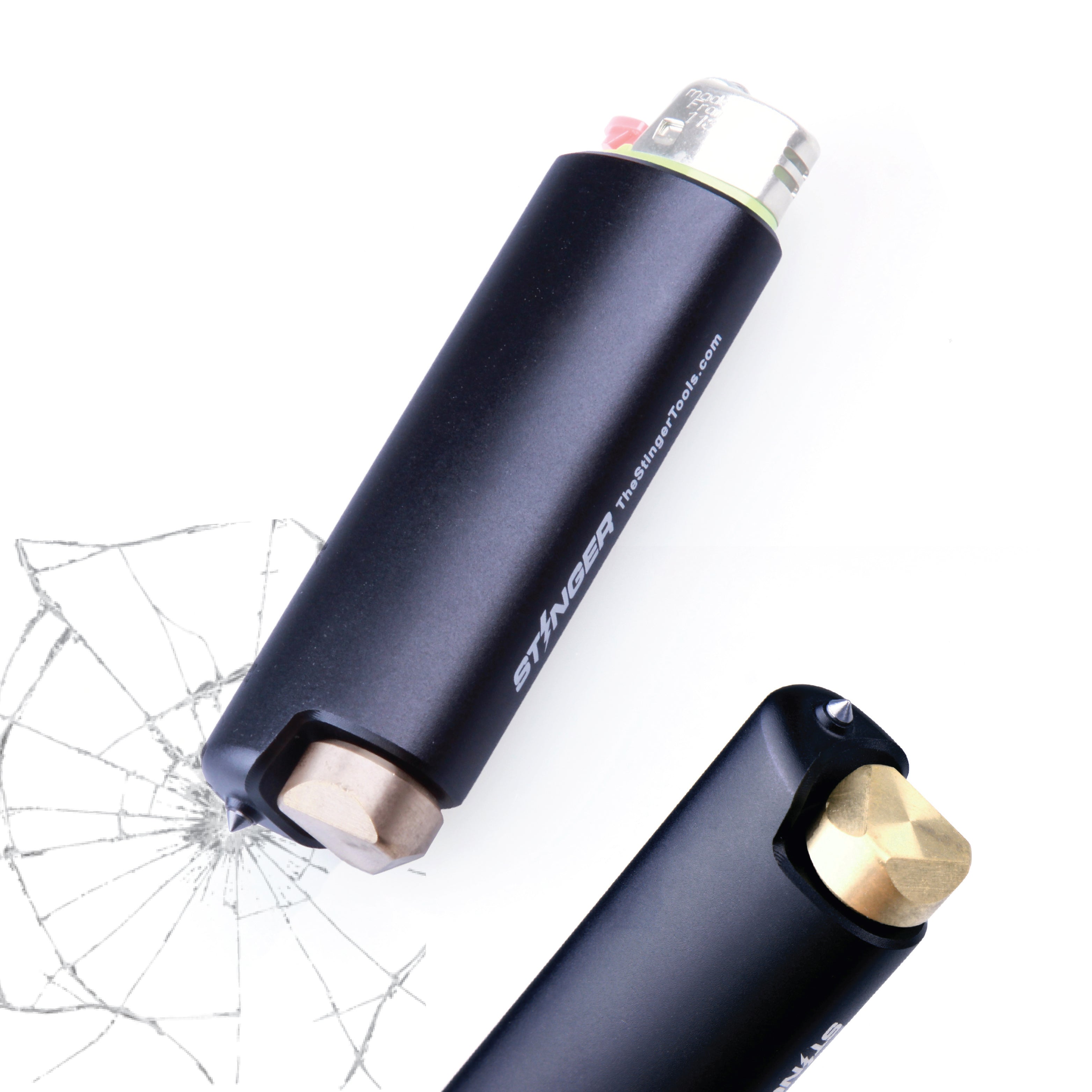Stinger BIC Lighter Case w/ Car Emergency Window Breaker, Fidget Spinner End Cap, for BIC Full Size Lighter Type J6
