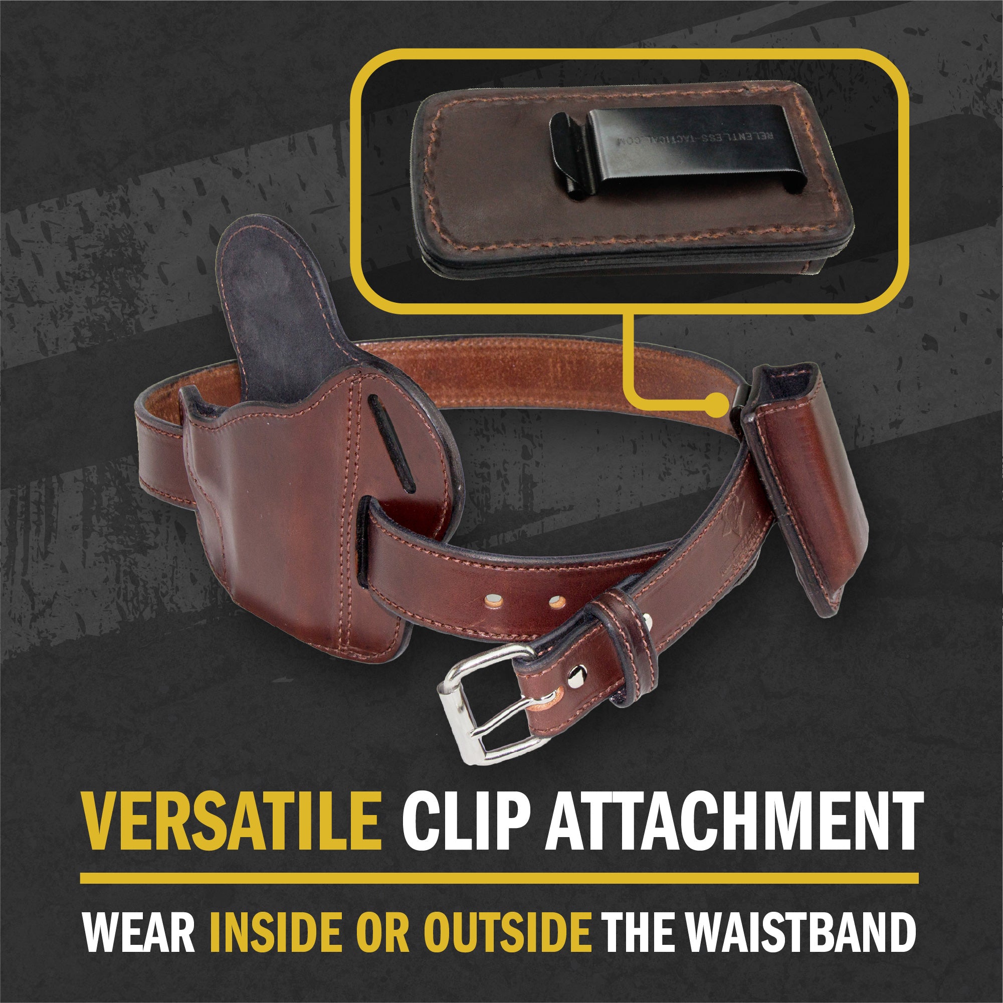 Leather Magazine Holder | Made In USA | Lifetime Warranty | Fits virtually any 9mm, .40, .45 or .380 Pistol Mag | Single or Double Stack | IWB or OWB