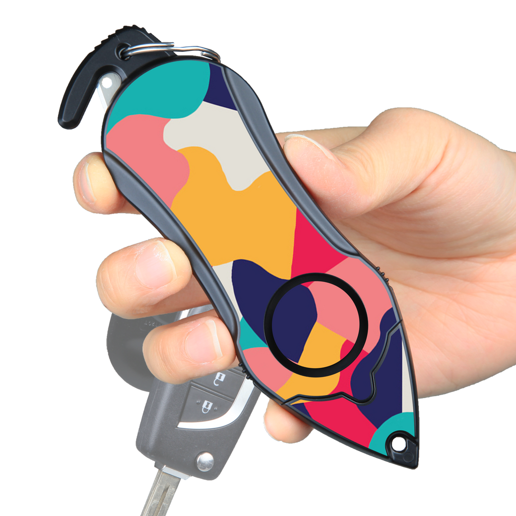 Stinger Personal Safety Alarm Keychain Emergency Tool: Siren Alarm, Seat Belt Cutter, Glass Breaker (Colorful)
