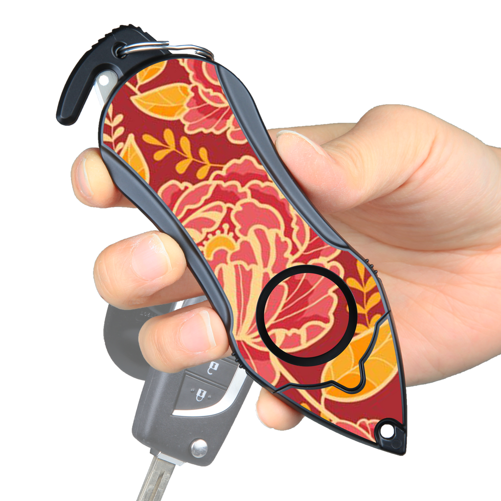 Stinger Personal Safety Alarm Keychain Emergency Tool: Siren Alarm, Seat Belt Cutter, Glass Breaker (Peony)