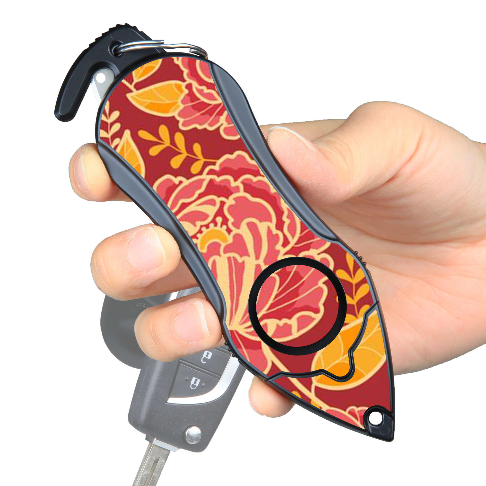 Stinger Personal Safety Alarm Keychain Emergency Tool: Siren Alarm, Seat Belt Cutter, Glass Breaker (Peony)