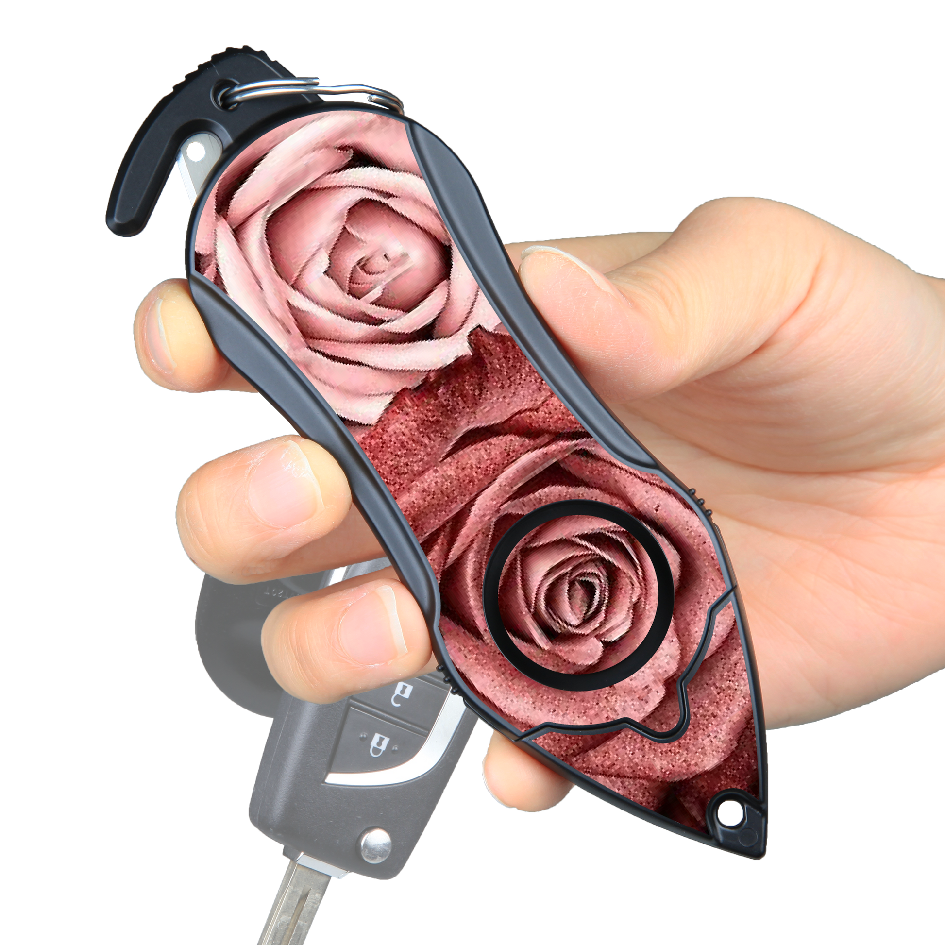 Stinger Personal Safety Alarm Keychain Emergency Tool: Siren Alarm, Seat Belt Cutter, Glass Breaker (Twin Rose)