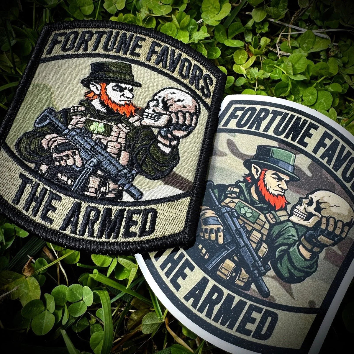 COMBO - POTM - March 2026 POTM - Fortune Favors The Armed - PATCH AND STICKER