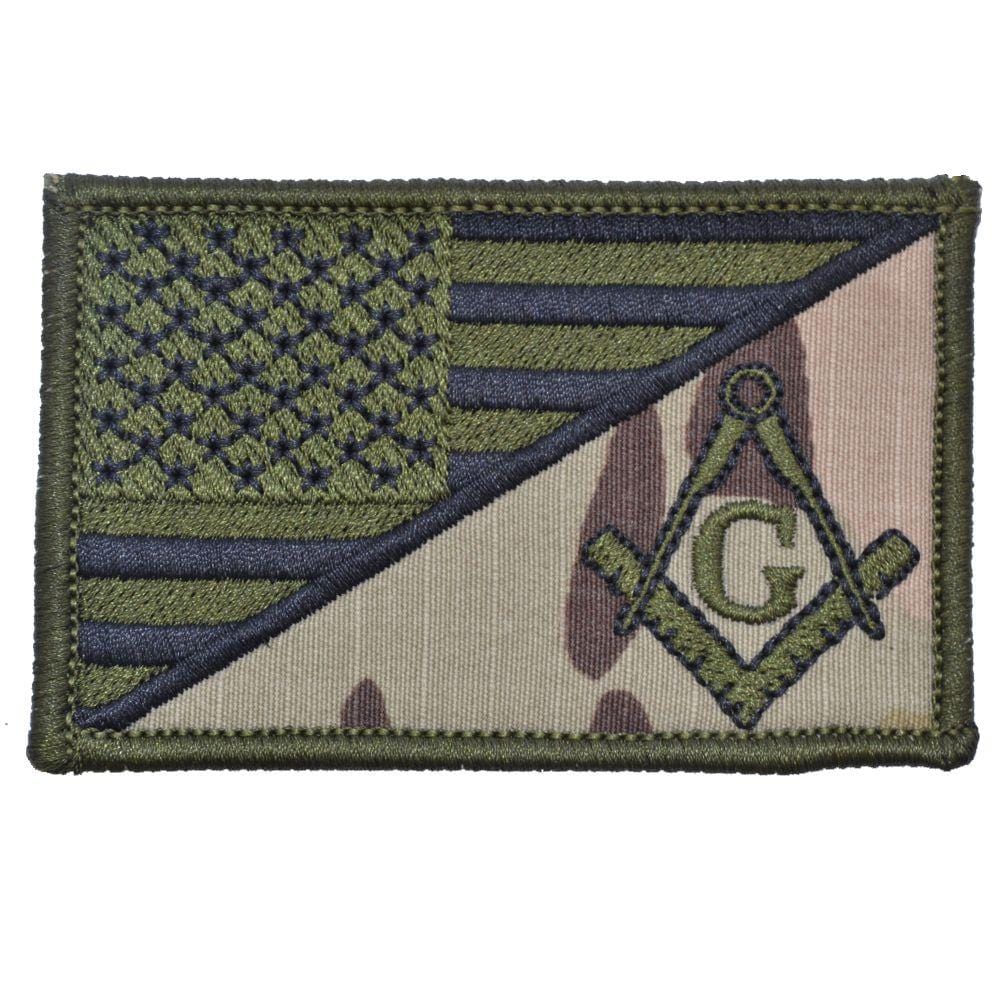 Masonic Square and Compasses USA Flag - 2.25x3.5 Patch