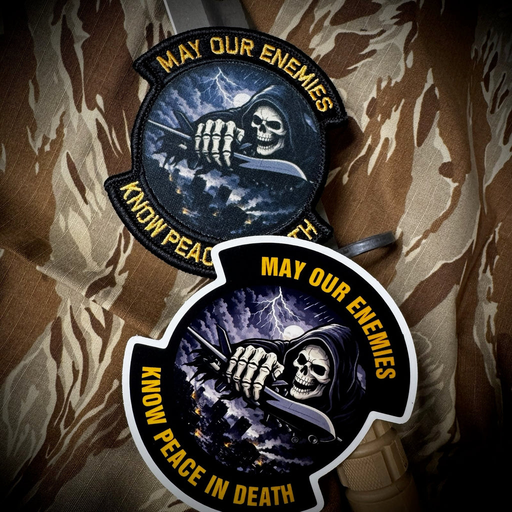 COMBO - POTM - May 2026 POTM - May Our Enemies Know Peace In Death - PATCH AND STICKER