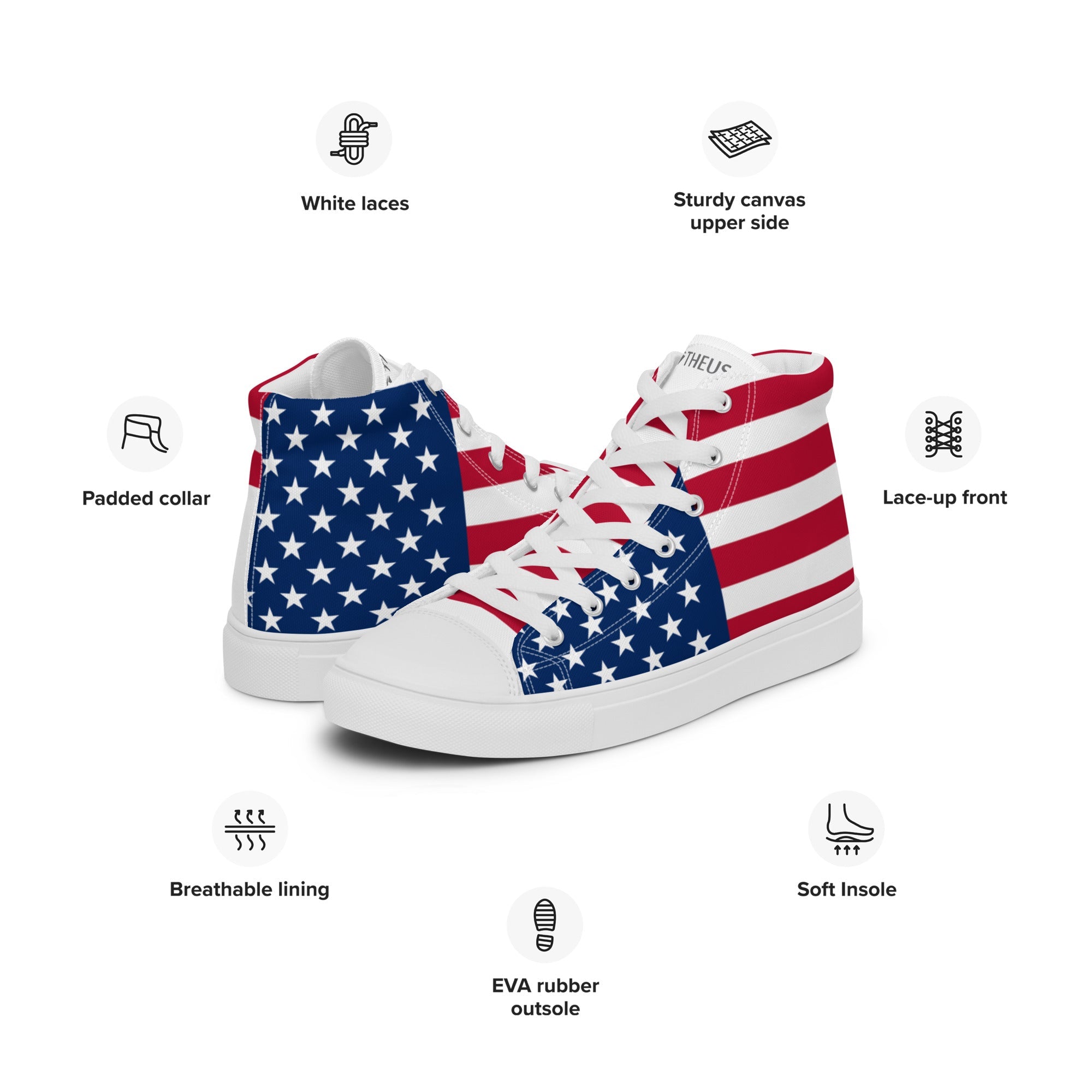 THEUS Men’s high top USA canvas shoes
